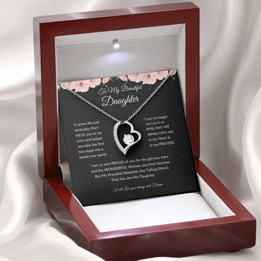 To My Beautiful Daughter Forever Heart Necklace