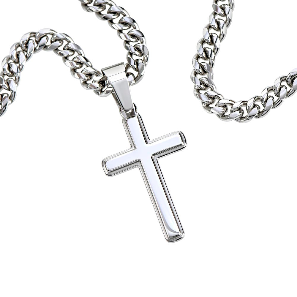 To My Son | Cross Necklace on Cuban Chain from Mom