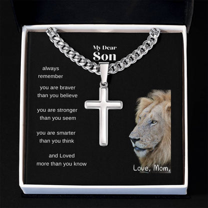 To My Son | Cross Necklace on Cuban Chain from Mom