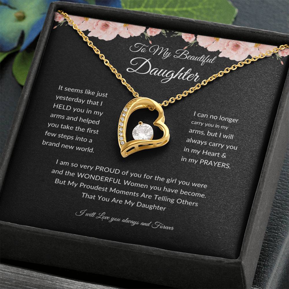 To My Beautiful Daughter Forever Heart Necklace